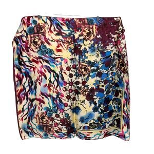 Silk Square Scarf 32.5X32.5" Vibrant Eclectic Maximalist Neckerchief Headscarf